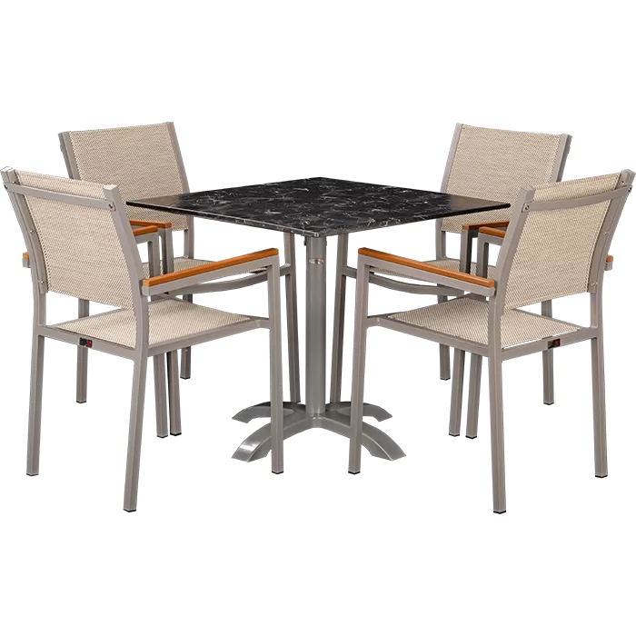 Set Eris mit Tisch Nero marble 80x80 cm