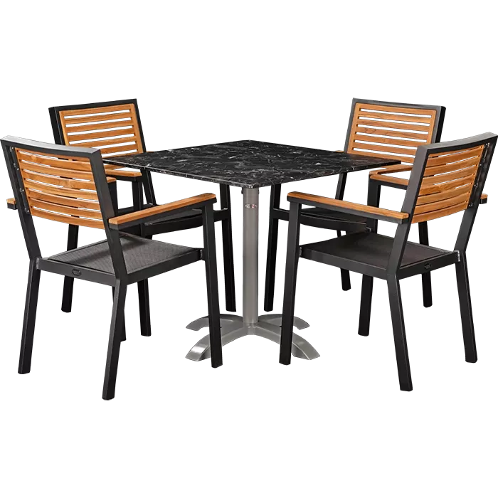 Set Flora mit Tisch Nero marble 80x80 cm