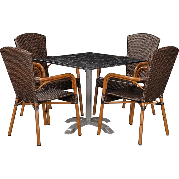 Set Spring burned und Tisch Nero marble 80x80 cm