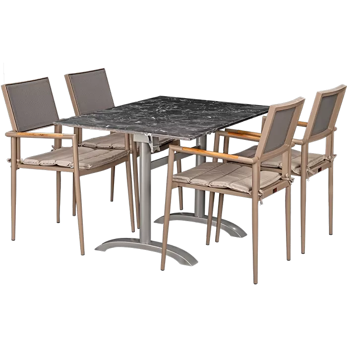 Set Kronos beige und Tisch Nero marble 120x80 cm