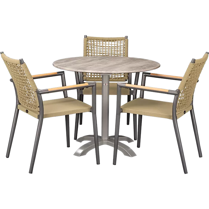 Set Helios anthrazit und Tisch White Ash rund 80 cm