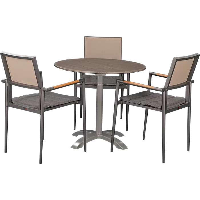 Set Kronos anthrazit und Tisch Loft oak rund 80 cm