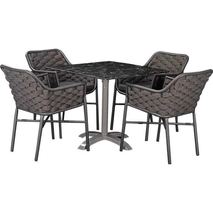 Set Varuna und Tisch Nero marble 80x80 cm
