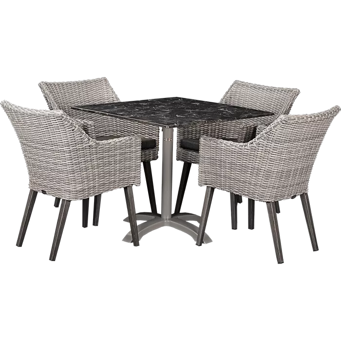 Set Oberon und Tisch Nero marble 80x80 cm