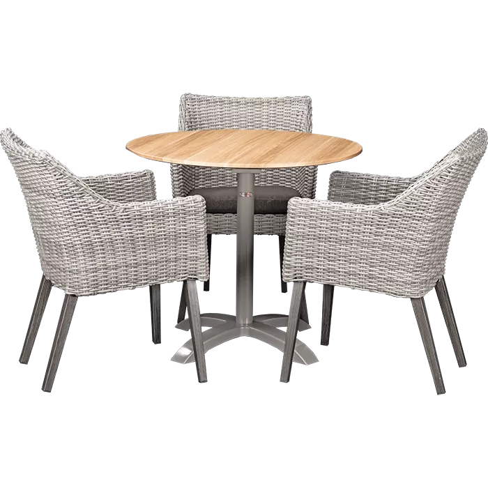 Set Oberon und Tisch Acacia rund 80 cm