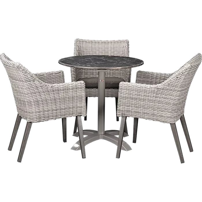 Set Oberon und Tisch Nero marble rund 70 cm