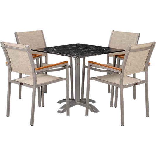 Set Eris mit Tisch Nero marble 80x80 cm