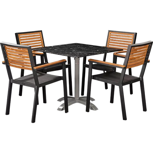 Set Flora mit Tisch Nero marble 80x80 cm