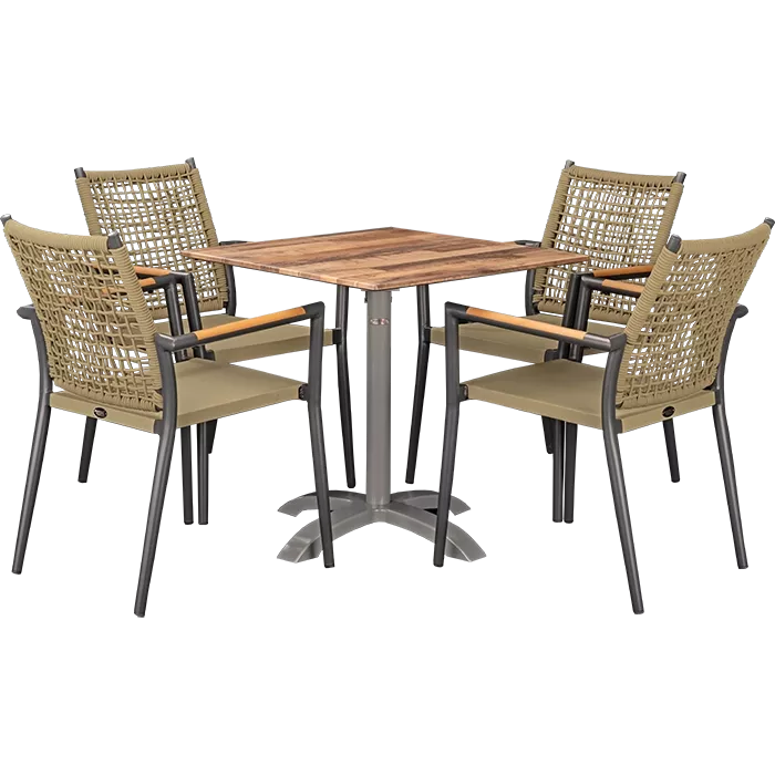 Set Helios anthrazit und Tisch Norway maple 70x70 cm
