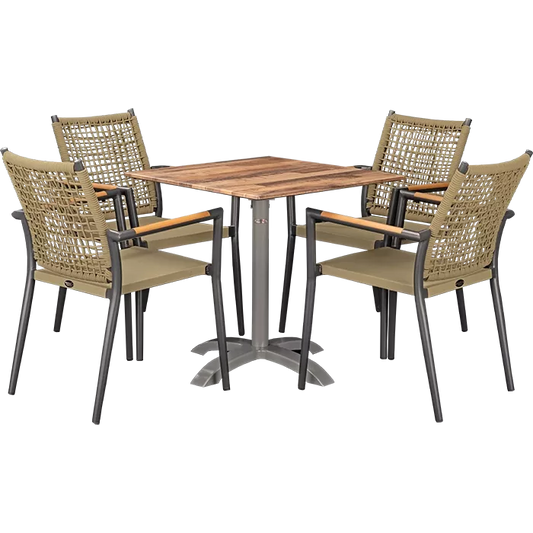 Set Helios anthrazit und Tisch Norway maple 70x70 cm