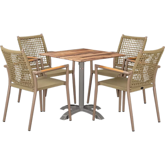 Set Helios beige und Tisch Norway maple 70x70 cm