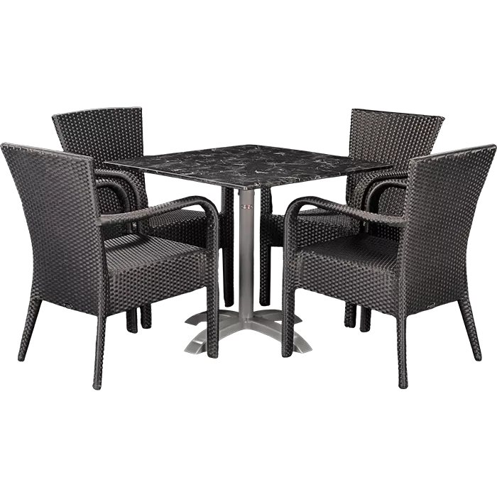 Set Porto und Tisch Nero marble 80x80 cm