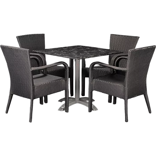Set Porto und Tisch Nero marble 80x80 cm