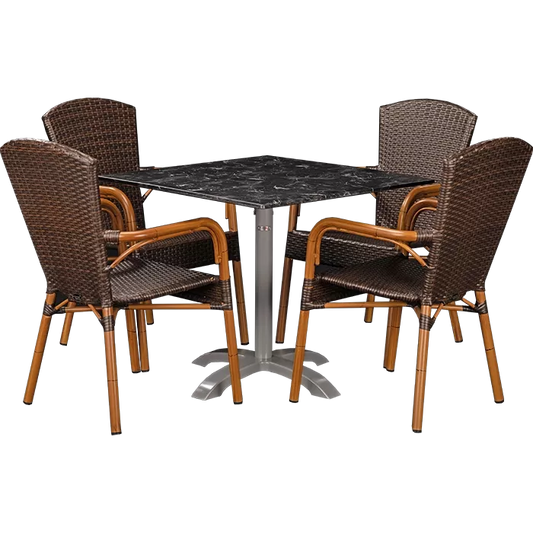 Set Spring burned und Tisch Nero marble 80x80 cm