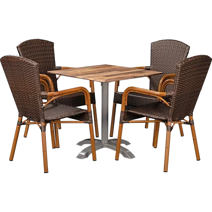 Set Spring burned und Tisch Norway maple 70x70 cm