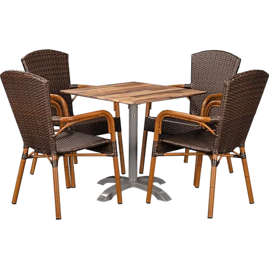 Set Spring burned und Tisch Norway maple 70x70 cm