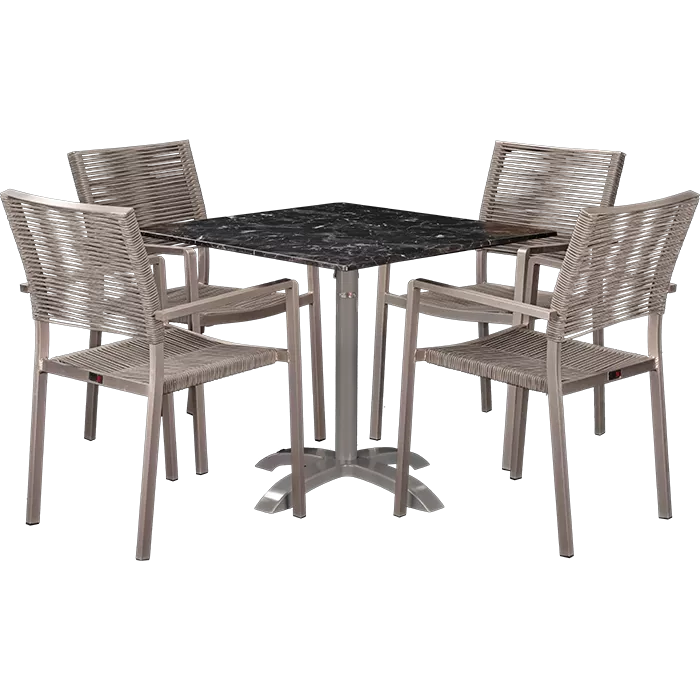 Set Triton und Tisch Nero marble 80x80 cm