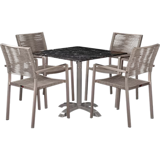 Set Triton und Tisch Nero marble 80x80 cm