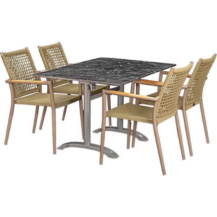 Set Helios beige und Tisch Nero marble 120x80 cm