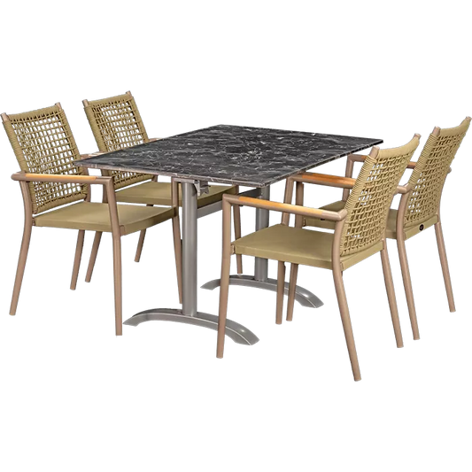 Set Helios beige und Tisch Nero marble 120x80 cm