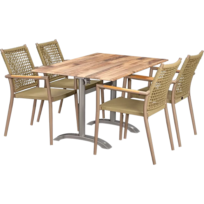 Set Helios beige und Tisch Norway maple 110x70 cm