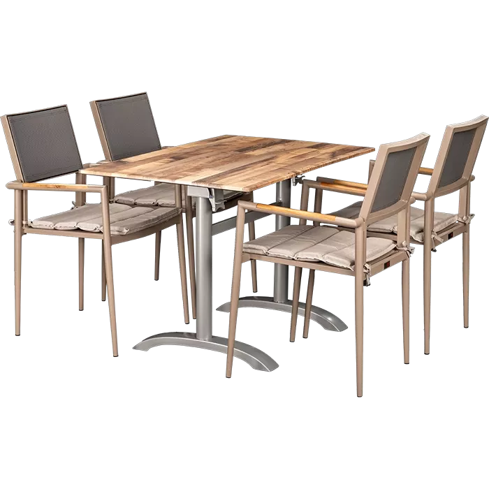 Set Kronos beige und Tisch Norway maple 110x70 cm