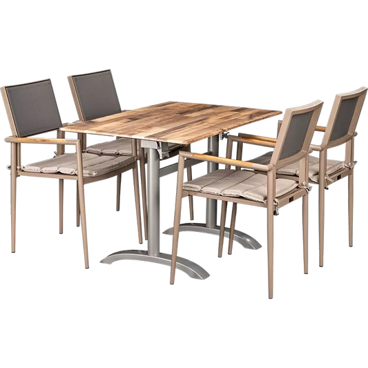 Set Kronos beige und Tisch Norway maple 110x70 cm