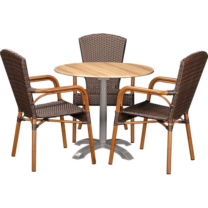 Set Spring burned und Tisch Acacia rund 80 cm