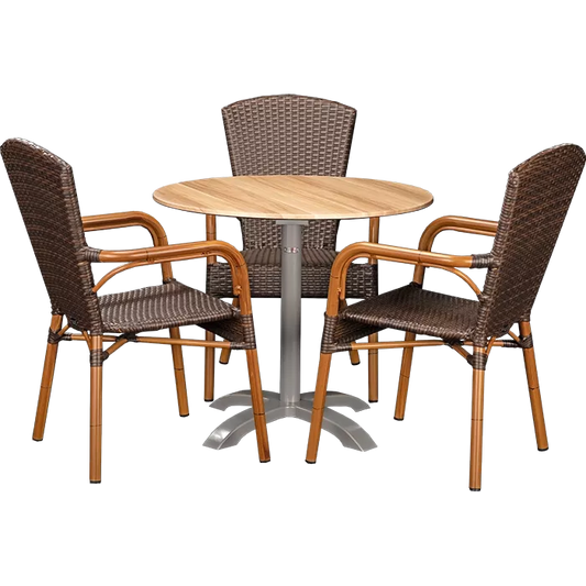 Set Spring burned und Tisch Acacia rund 80 cm