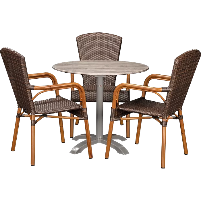 Set Spring burned und Tisch White Ash rund 80 cm