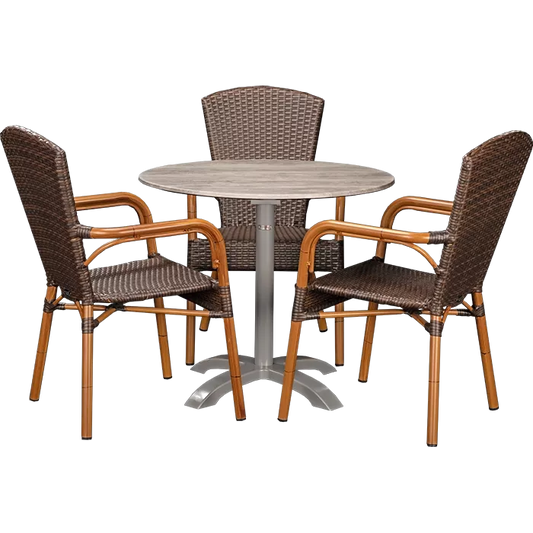 Set Spring burned und Tisch White Ash rund 80 cm