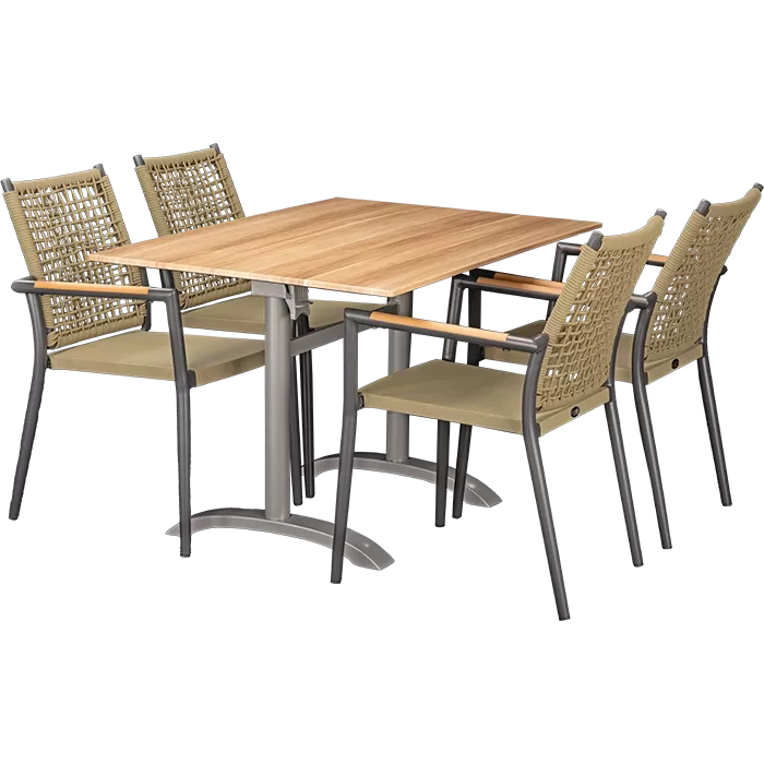 Set Helios anthrazit und Tisch Acacia 110x70 cm