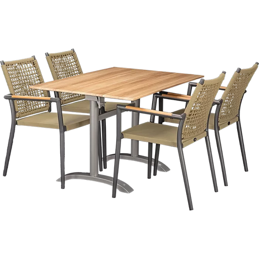 Set Helios anthrazit und Tisch Acacia 110x70 cm