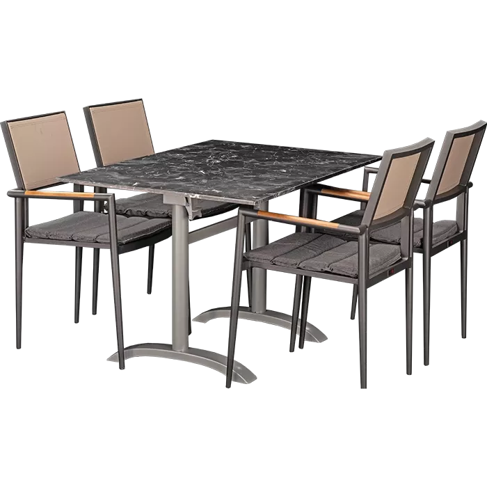 Set Kronos anthrazit und Tisch Nero marble 120x80 cm