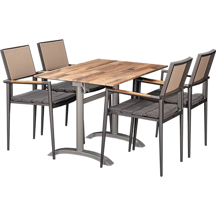 Set Kronos anthrazit und Tisch Norway maple 110x70 cm