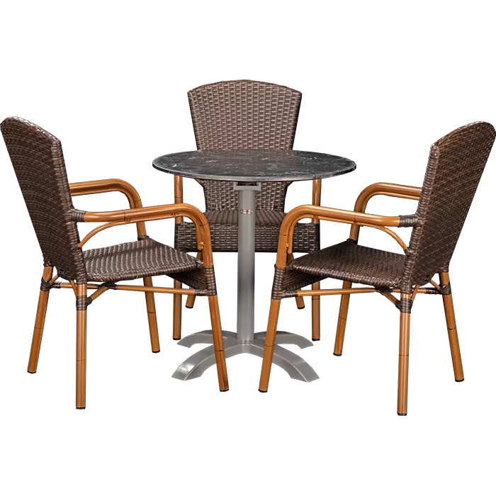 Set Spring burned und Tisch Nero marble rund 70 cm