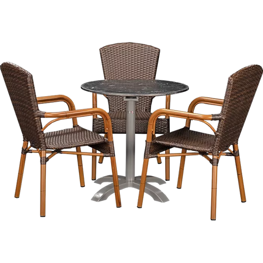 Set Spring burned und Tisch Nero marble rund 70 cm