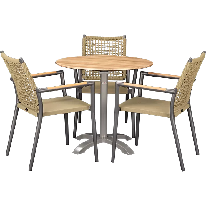 Set Helios anthrazit und Tisch Acacia rund 80 cm