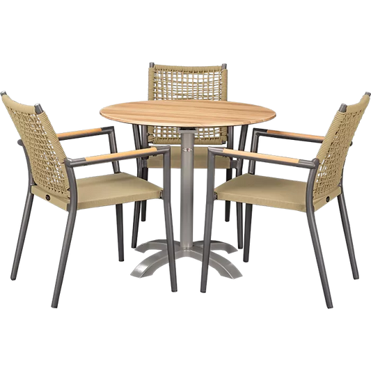 Set Helios anthrazit und Tisch Acacia rund 80 cm