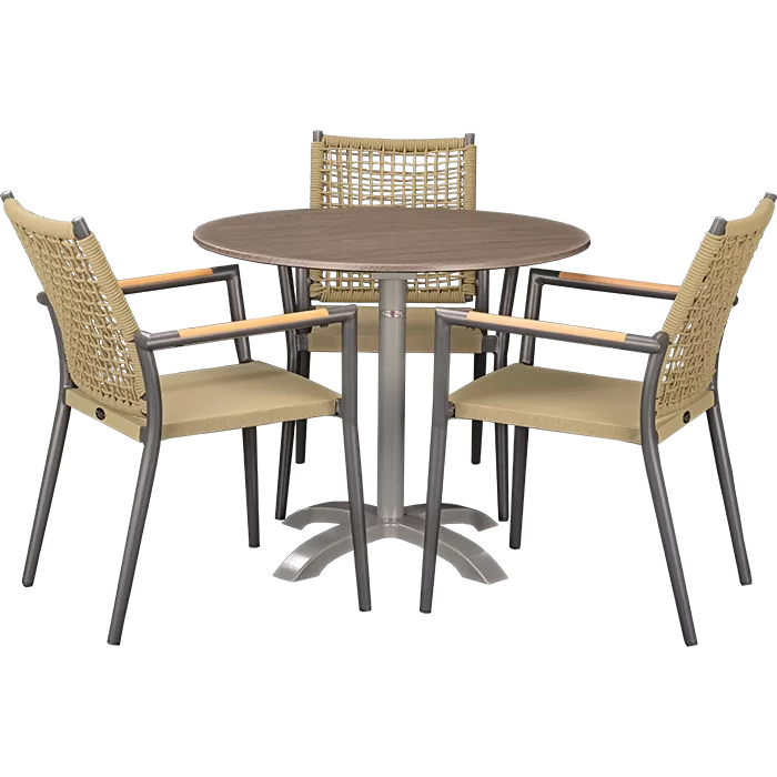 Set Helios anthrazit und Tisch Loft Oak rund 80 cm