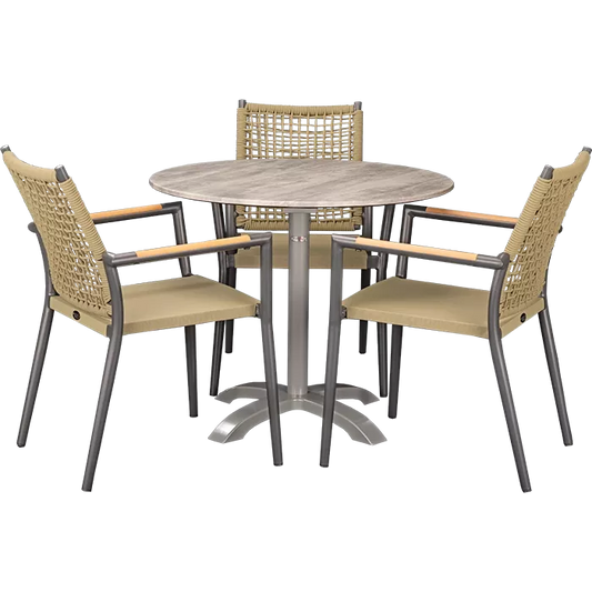 Set Helios anthrazit und Tisch White Ash rund 80 cm