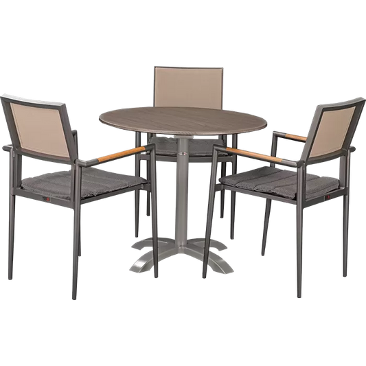 Set Kronos anthrazit und Tisch Loft oak rund 80 cm