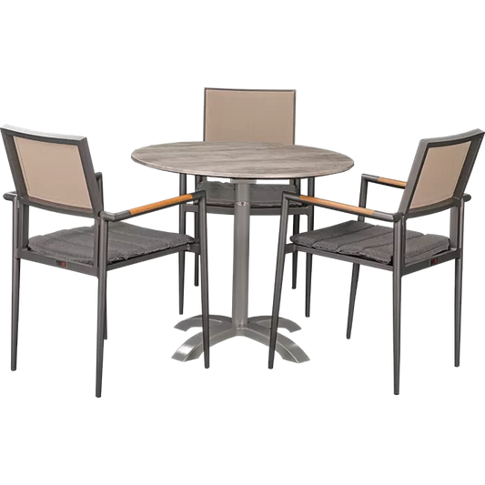 Set Kronos anthrazit und Tisch White Ash rund 80 cm