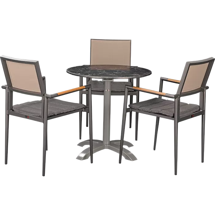 Set Kronos anthrazit und Tisch Nero marble rund 70 cm