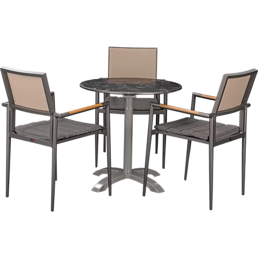 Set Kronos anthrazit und Tisch Nero marble rund 70 cm