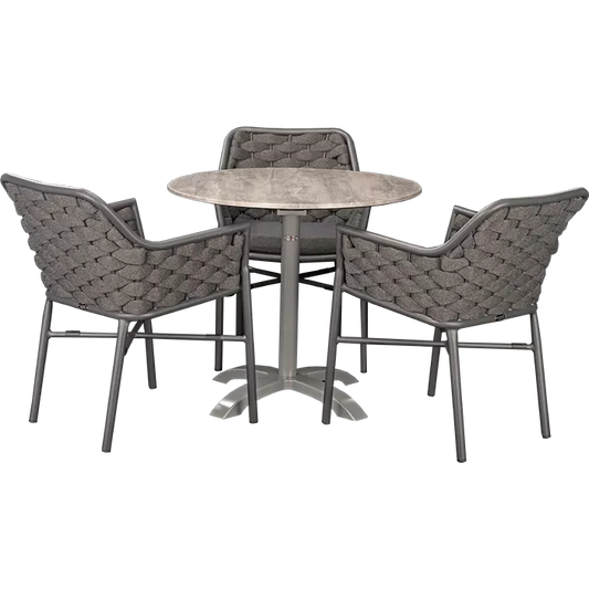 Set Varuna und Tisch White Ash rund 80 cm