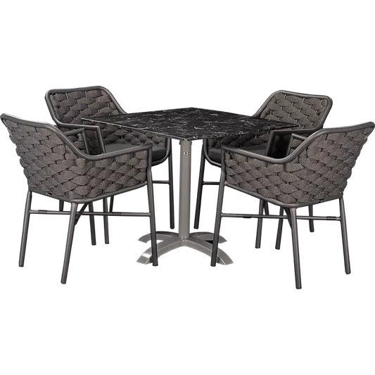 Set Varuna und Tisch Nero marble 80x80 cm