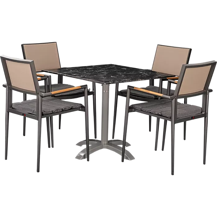 Set Kronos anthrazit und Tisch Nero marble 80x80 cm