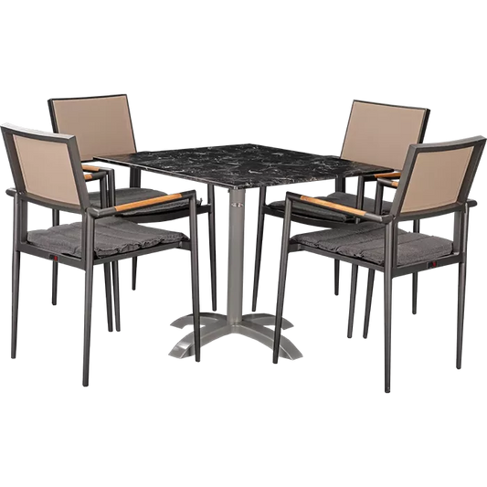 Set Kronos anthrazit und Tisch Nero marble 80x80 cm