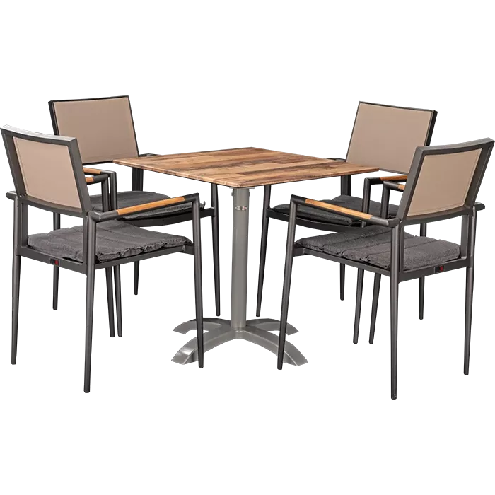 Set Kronos anthrazit und Tisch Norway maple 70x70 cm